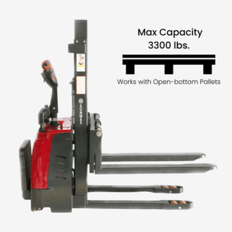 Sunmax - Electric Pallet Stacker - 3,300 lb, 78″ Lift, Fixed Legs