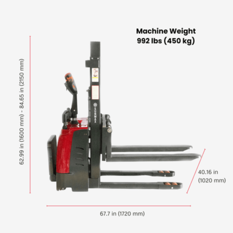 Sunmax - Electric Pallet Stacker - 3,300 lb, 78″ Lift, Fixed Legs