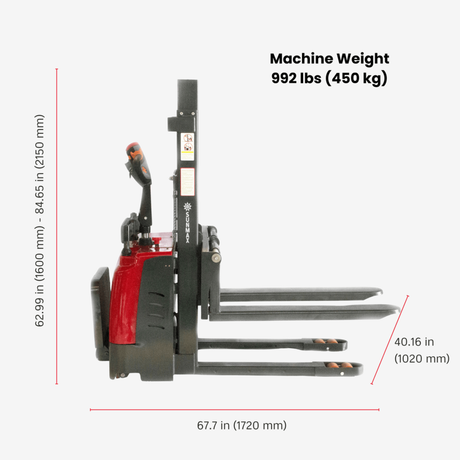 Sunmax - Electric Pallet Stacker - 3,300 lb, 78″ Lift, Fixed Legs