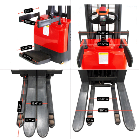 Sunmax - Electric Pallet Stacker - 3,300 lb, 118″ Lift, Fixed Legs