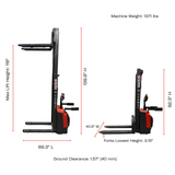 Sunmax - Electric Pallet Stacker - 3,300 lb, 118″ Lift, Fixed Legs