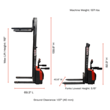 Sunmax - Electric Pallet Stacker - 3,300 lb, 118″ Lift, Fixed Legs