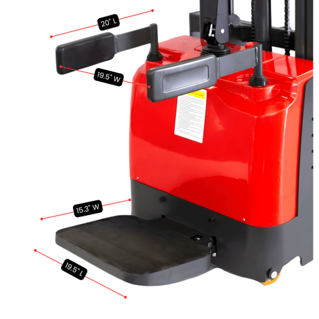 Sunmax - Electric Pallet Stacker - 3,300 lb, 118″ Lift, Adjustable Legs