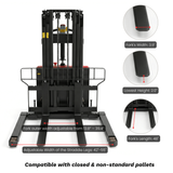 Sunmax - Electric Pallet Stacker - 3,300 lb, 118″ Lift, Adjustable Legs