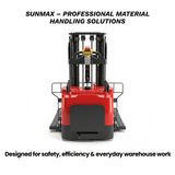Sunmax - Electric Pallet Stacker - 3,300 lb, 118″ Lift, Adjustable Legs