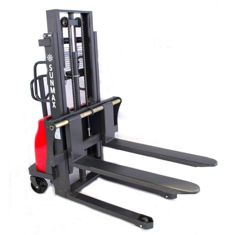 Sunmax - Semi-Electric Pallet Stacker - 3,300 lb, 78″ Lift, Fixed Legs