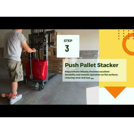 Sunmax - Semi-Electric Pallet Stacker - 3,300 lb, 78″ Lift, Fixed Legs
