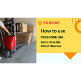 Sunmax - Semi-Electric Pallet Stacker - 3,300 lb, 78″ Lift, Fixed Legs