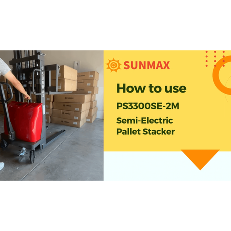 Sunmax - Semi-Electric Pallet Stacker - 3,300 lb, 78″ Lift, Fixed Legs