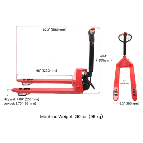 Sunmax - Electric Pallet Jack - 4,400 lb, Lithium, Walk-Behind