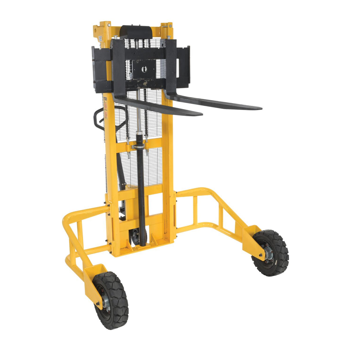 Vestil RT-MS-62-AF Manual Rough Terrain Stacker | 2,000 lb Capacity, 61" Lift, Hand Pump Hydraulic, Rubber Tires for Uneven Surfaces