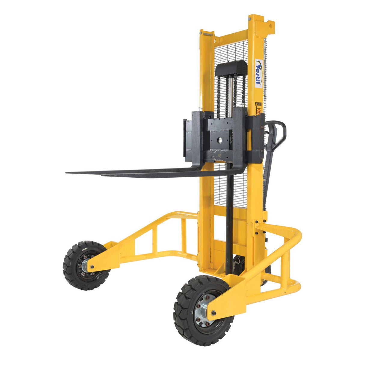 Vestil RT-MS-62-AF Manual Rough Terrain Stacker | 2,000 lb Capacity, 61" Lift, Hand Pump Hydraulic, Rubber Tires for Uneven Surfaces