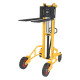 Vestil RT-NMS-60-AF Narrow Manual Rough Terrain Stacker | 1,500 lb Capacity, 59" Lift, Hand Pump Hydraulic, Rubber Tires for Tight Outdoor Spaces
