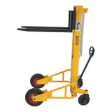 Vestil RT-NMS-60-AF Narrow Manual Rough Terrain Stacker | 1,500 lb Capacity, 59" Lift, Hand Pump Hydraulic, Rubber Tires for Tight Outdoor Spaces