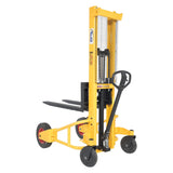 Vestil RT-NMS-60-AF Narrow Manual Rough Terrain Stacker | 1,500 lb Capacity, 59" Lift, Hand Pump Hydraulic, Rubber Tires for Tight Outdoor Spaces