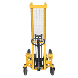 Vestil RT-NMS-60-AF Narrow Manual Rough Terrain Stacker | 1,500 lb Capacity, 59" Lift, Hand Pump Hydraulic, Rubber Tires for Tight Outdoor Spaces