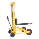 Vestil RT-NMS-60-AF Narrow Manual Rough Terrain Stacker | 1,500 lb Capacity, 59" Lift, Hand Pump Hydraulic, Rubber Tires for Tight Outdoor Spaces