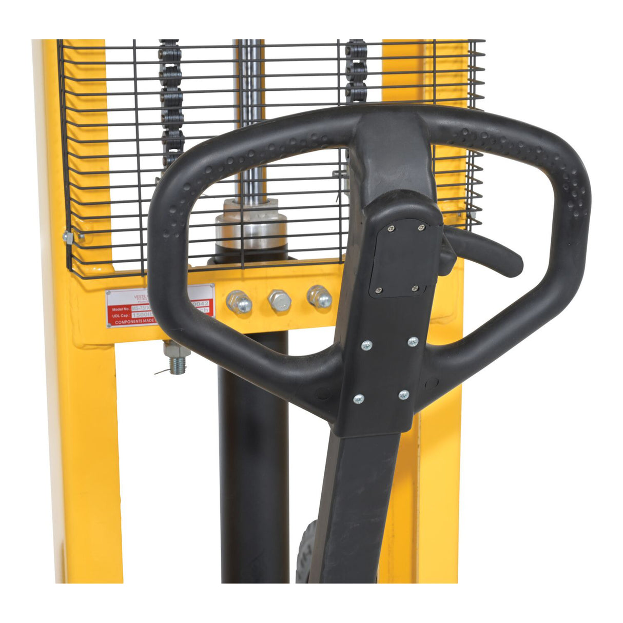 Vestil RT-NMS-60-AF Narrow Manual Rough Terrain Stacker | 1,500 lb Capacity, 59" Lift, Hand Pump Hydraulic, Rubber Tires for Tight Outdoor Spaces