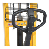 Vestil RT-NMS-60-AF Narrow Manual Rough Terrain Stacker | 1,500 lb Capacity, 59" Lift, Hand Pump Hydraulic, Rubber Tires for Tight Outdoor Spaces