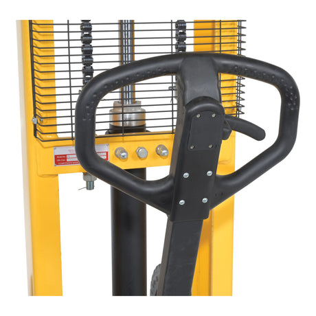 Vestil RT-NMS-60-AF Narrow Manual Rough Terrain Stacker | 1,500 lb Capacity, 59" Lift, Hand Pump Hydraulic, Rubber Tires for Tight Outdoor Spaces