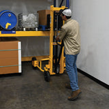 Vestil RT-NMS-60-AF Narrow Manual Rough Terrain Stacker | 1,500 lb Capacity, 59" Lift, Hand Pump Hydraulic, Rubber Tires for Tight Outdoor Spaces
