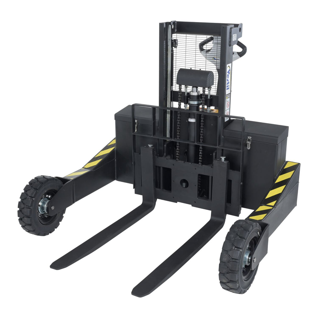 Vestil RT-S Powered Rough Terrain Stacker | 3,000 lb Capacity, 35" or 62" Lift, Rubber Tires for Uneven Surfaces, Adjustable Forks