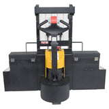 Vestil RT-S Powered Rough Terrain Stacker | 3,000 lb Capacity, 35" or 62" Lift, Rubber Tires for Uneven Surfaces, Adjustable Forks