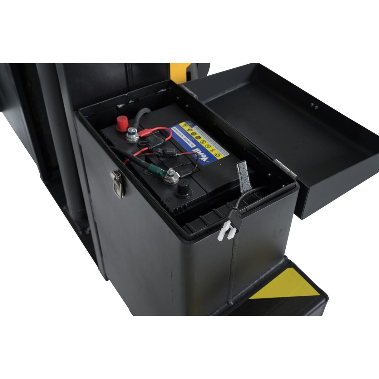 Vestil RT-S Powered Rough Terrain Stacker | 3,000 lb Capacity, 35" or 62" Lift, Rubber Tires for Uneven Surfaces, Adjustable Forks