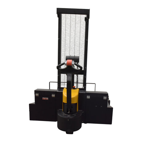 Vestil RT-S Powered Rough Terrain Stacker | 3,000 lb Capacity, 35" or 62" Lift, Rubber Tires for Uneven Surfaces, Adjustable Forks