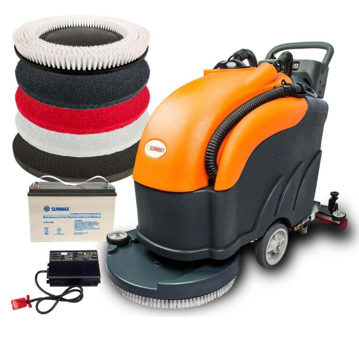 Sunmax RT50 22" Battery-Powered Walk-Behind Floor Scrubber with 14.5-Gal Recovery Tank