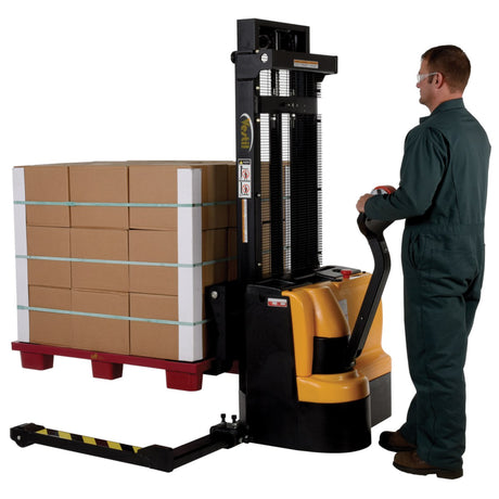Vestil S-DM Double Mast Stacker with Powered Drive & Lift | 2,200 lb Capacity, 101"–150" Lift, Fully Powered 24V, Adjustable or Fixed Forks