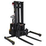 Vestil S-118-AA-FR Powered Stacker with Power Drive, Lift & Fork Reach | 1,500 lb Capacity, 118" Lift, 25" Powered Fork Extension