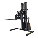 Vestil S-118-AA-FR Powered Stacker with Power Drive, Lift & Fork Reach | 1,500 lb Capacity, 118" Lift, 25" Powered Fork Extension