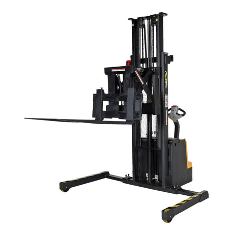 Vestil S-118-AA-FR Powered Stacker with Power Drive, Lift & Fork Reach | 1,500 lb Capacity, 118" Lift, 25" Powered Fork Extension