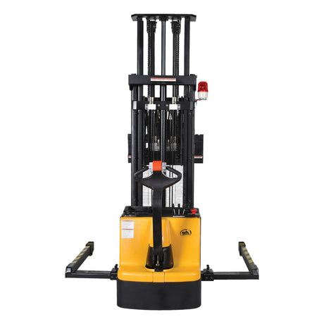 Vestil S-118-AA-FR Powered Stacker with Power Drive, Lift & Fork Reach | 1,500 lb Capacity, 118" Lift, 25" Powered Fork Extension
