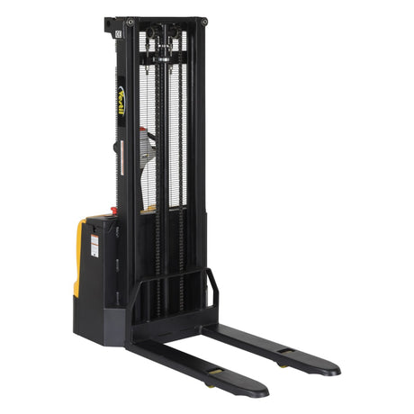 Vestil S-DM Double Mast Stacker with Powered Drive & Lift | 2,200 lb Capacity, 101"–150" Lift, Fully Powered 24V, Adjustable or Fixed Forks