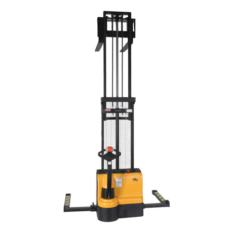Vestil S-DM Double Mast Stacker with Powered Drive & Lift | 2,200 lb Capacity, 101"–150" Lift, Fully Powered 24V, Adjustable or Fixed Forks