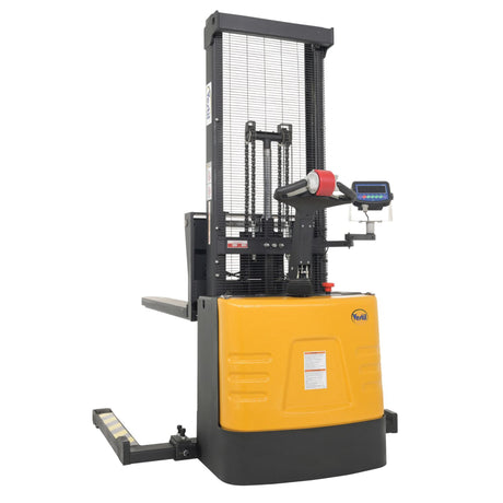 Vestil S-62-AA-SCL Adjustable Powered Stacker with Built-In Scale | 2,000 lb Capacity, 62" Lift, Digital Weighing, Adjustable Forks