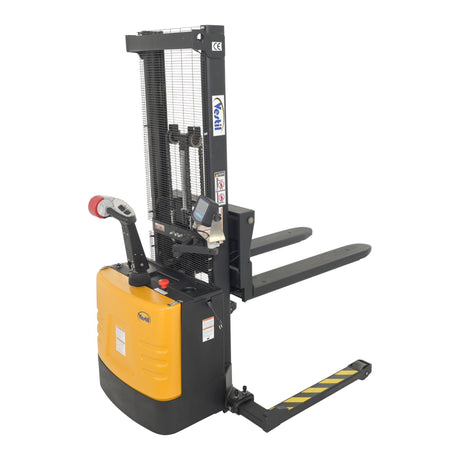 Vestil S-62-AA-SCL Adjustable Powered Stacker with Built-In Scale | 2,000 lb Capacity, 62" Lift, Digital Weighing, Adjustable Forks