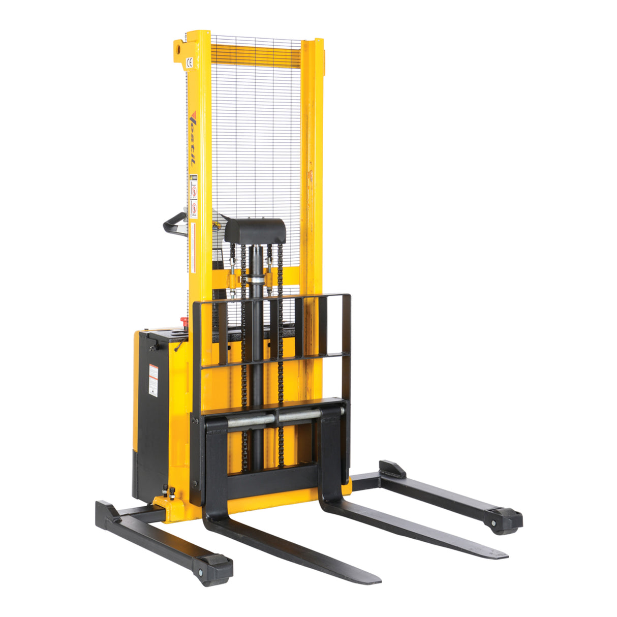 Vestil S Series Stacker with Powered Drive AND Powered Lift — Fully Electric 24VDC, High-Torque Drive & Lift, Premium Emergency Reverse Safety, 2,000 lb Capacity