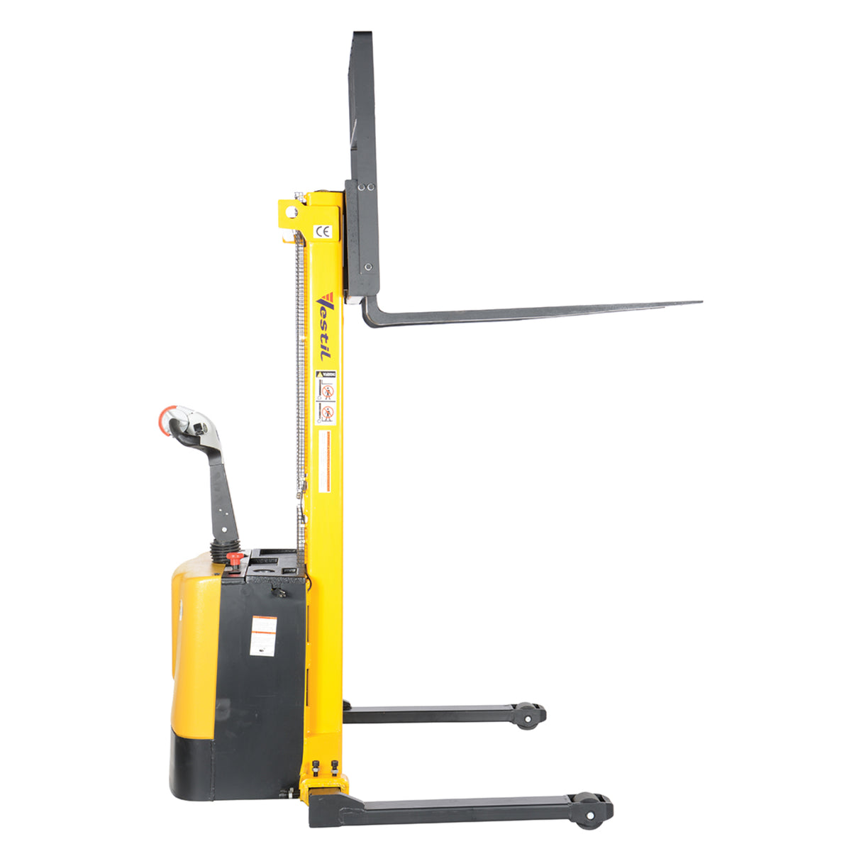 Vestil S Series Stacker with Powered Drive AND Powered Lift — Fully Electric 24VDC, High-Torque Drive & Lift, Premium Emergency Reverse Safety, 2,000 lb Capacity