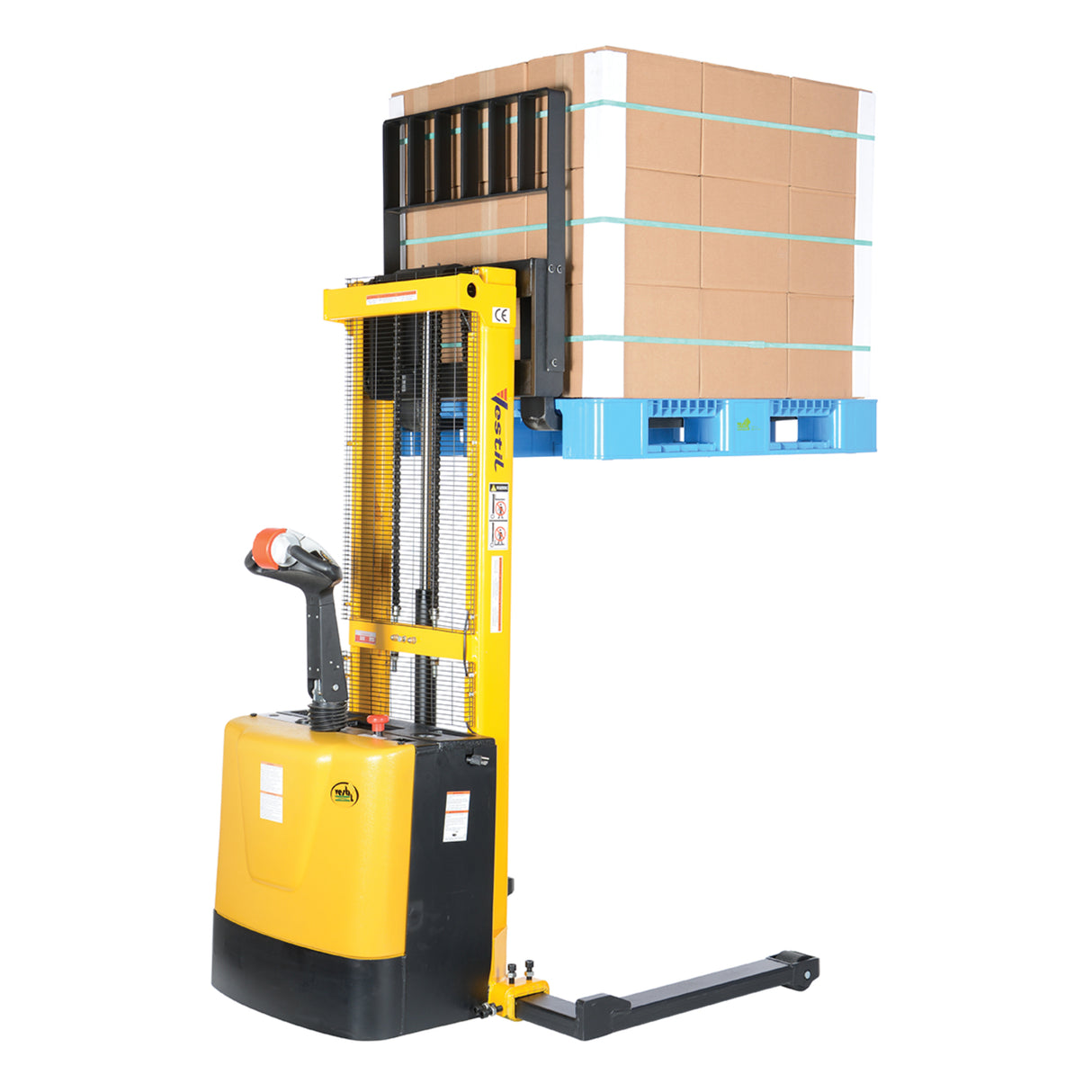 Vestil S Series Stacker with Powered Drive AND Powered Lift — Fully Electric 24VDC, High-Torque Drive & Lift, Premium Emergency Reverse Safety, 2,000 lb Capacity