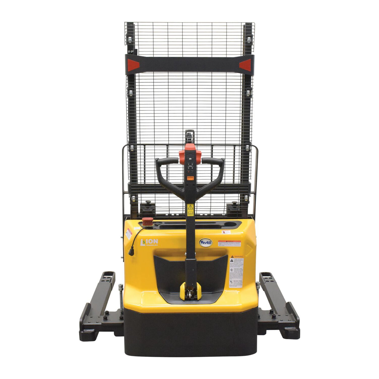 Vestil S-LION Double Mast Stacker with Lithium-Ion Battery | 2,600 lb Capacity, 63" or 114" Lift, Walk-Behind, Adjustable Forks