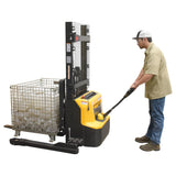 Vestil S-LION Double Mast Stacker with Lithium-Ion Battery | 2,600 lb Capacity, 63" or 114" Lift, Walk-Behind, Adjustable Forks