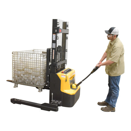 Vestil S-LION Double Mast Stacker with Lithium-Ion Battery | 2,600 lb Capacity, 63" or 114" Lift, Walk-Behind, Adjustable Forks