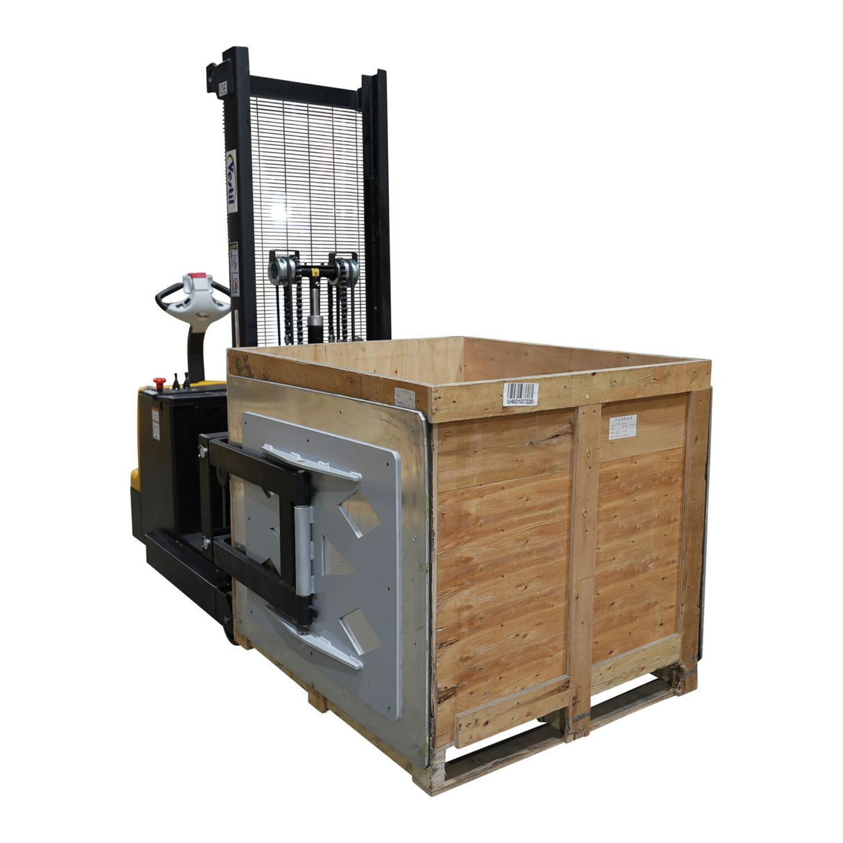 Vestil S-CB-BCF Fully Powered Bale Clamp & Lift Stacker | 800 lb Capacity, Ride-On, Counter-Balanced, 23"-41" or 27"-51" Clamp Range