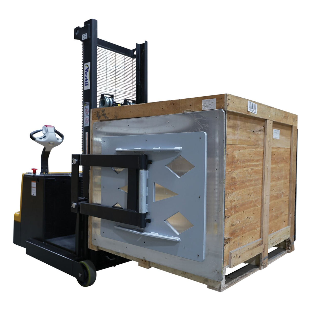 Vestil S-CB-BCF Fully Powered Bale Clamp & Lift Stacker | 800 lb Capacity, Ride-On, Counter-Balanced, 23"-41" or 27"-51" Clamp Range