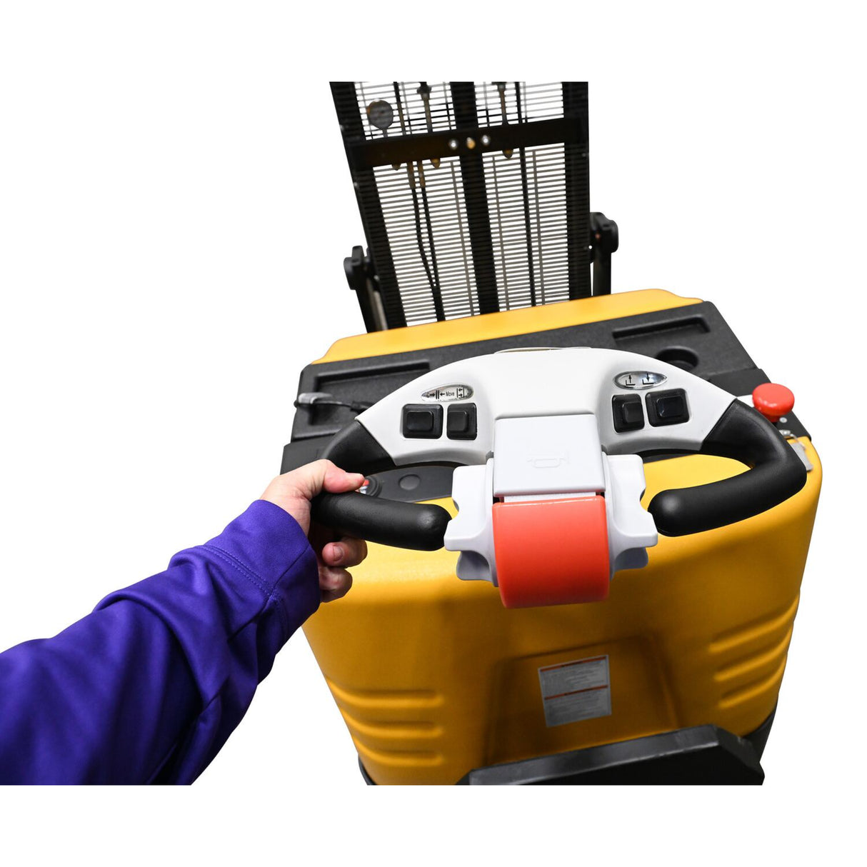 Vestil S-CB-BCF Fully Powered Bale Clamp & Lift Stacker | 800 lb Capacity, Ride-On, Counter-Balanced, 23"-41" or 27"-51" Clamp Range