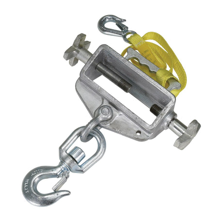 Vestil D-FORK / S-FORK Forklift Hoisting Hook — Fork-Mounted Crane Hook with Shackle & 48" Safety Restraint, 4,000–10,000 lb