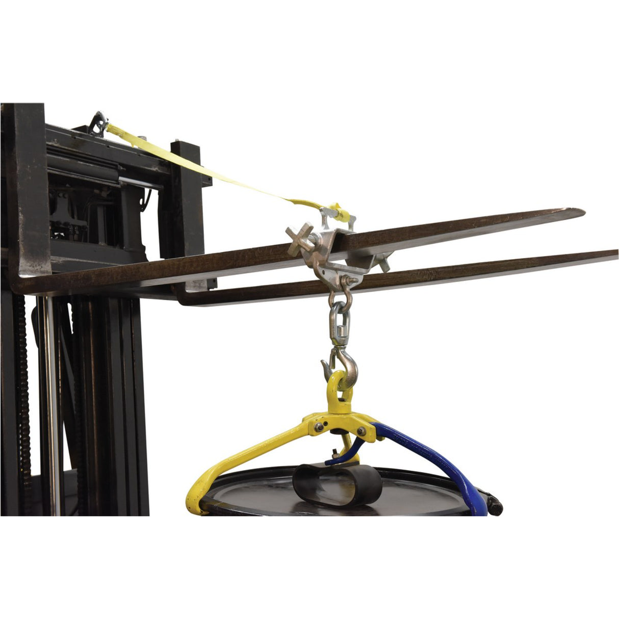 Vestil D-FORK / S-FORK Forklift Hoisting Hook — Fork-Mounted Crane Hook with Shackle & 48" Safety Restraint, 4,000–10,000 lb